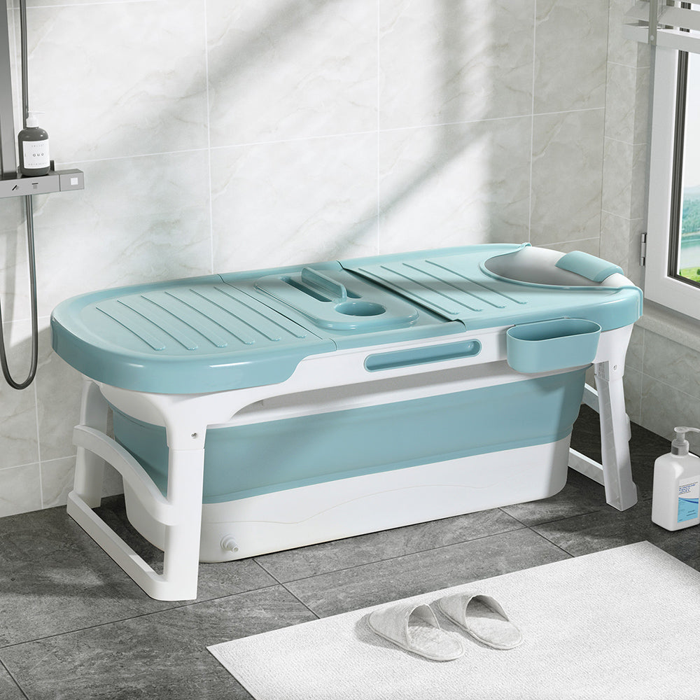 Foldable Bathtub Portable Folding Water Spa with Cover Plate 136x62cm