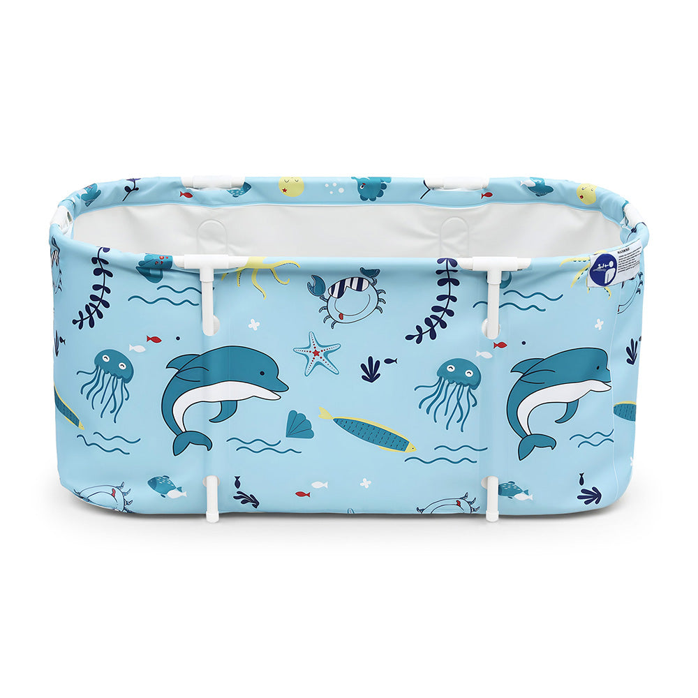 Foldable Bathtub PVC Spa Bucket Inflatable Cushion 114x62cm Blue