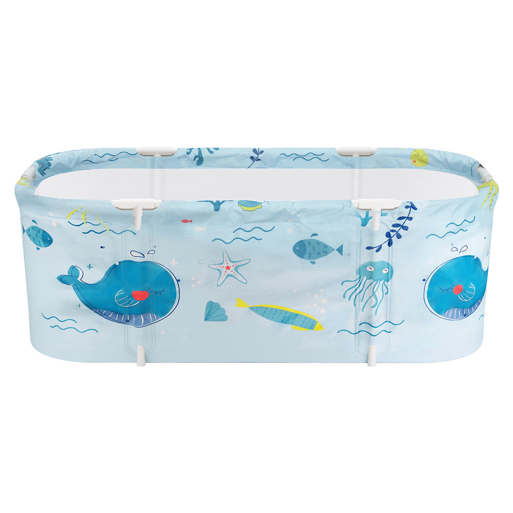 Foldable Bathtub PVC Spa Bucket Inflatable Cushion 134x65cm Blue