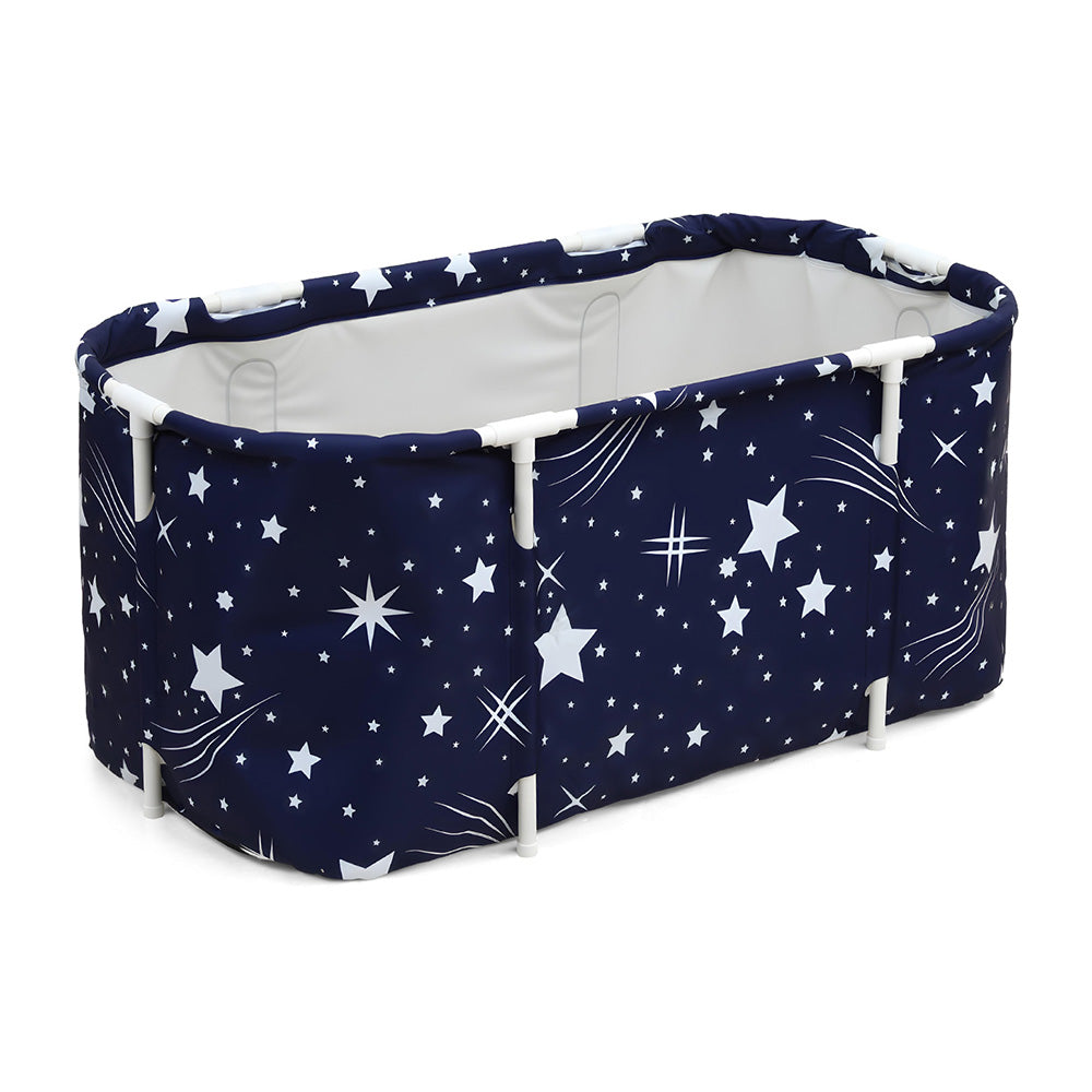 Foldable Bathtub PVC SPA Bucket Inflatable Cushion 114x62cm Star Navy