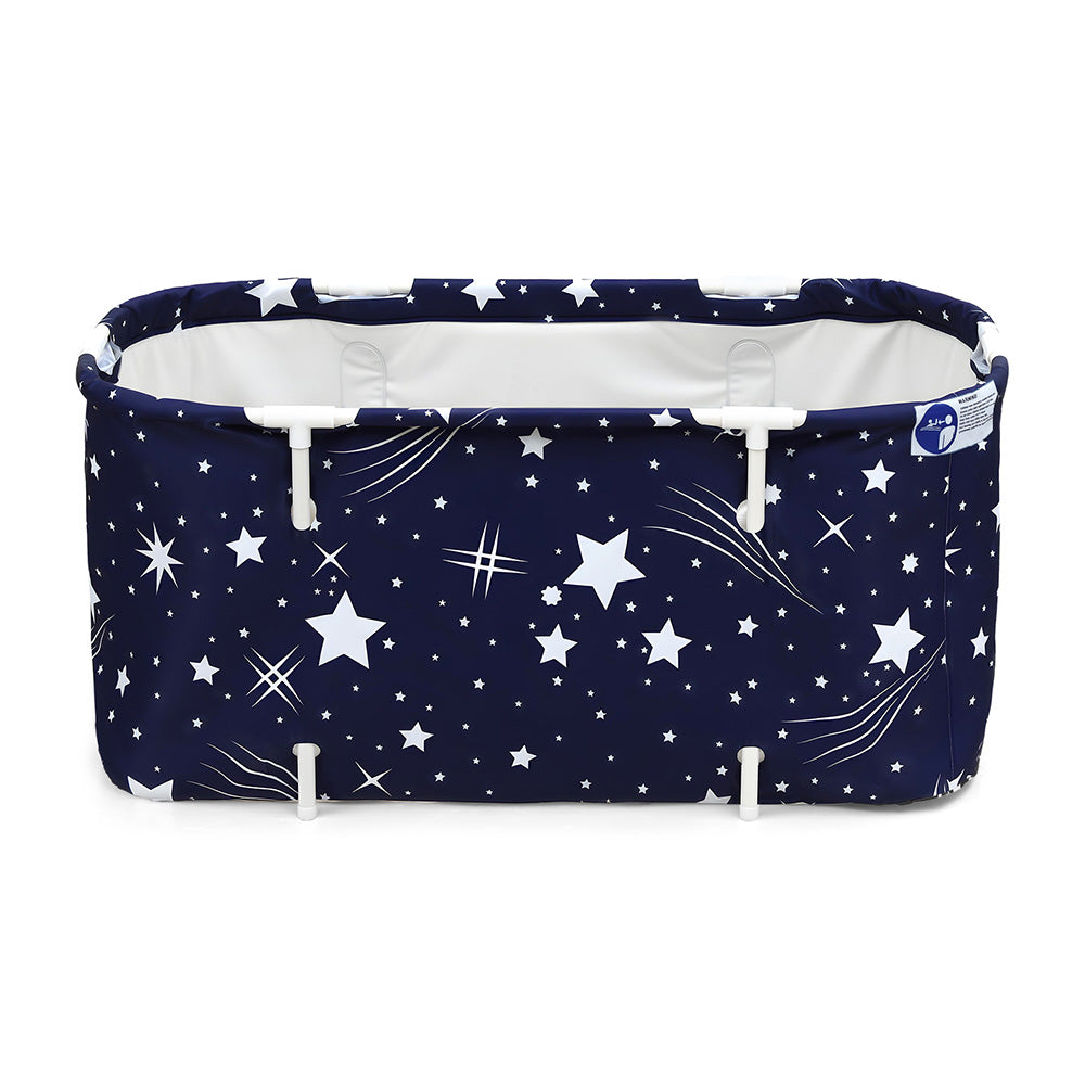 Foldable Bathtub PVC SPA Bucket Inflatable Cushion 114x62cm Star Navy