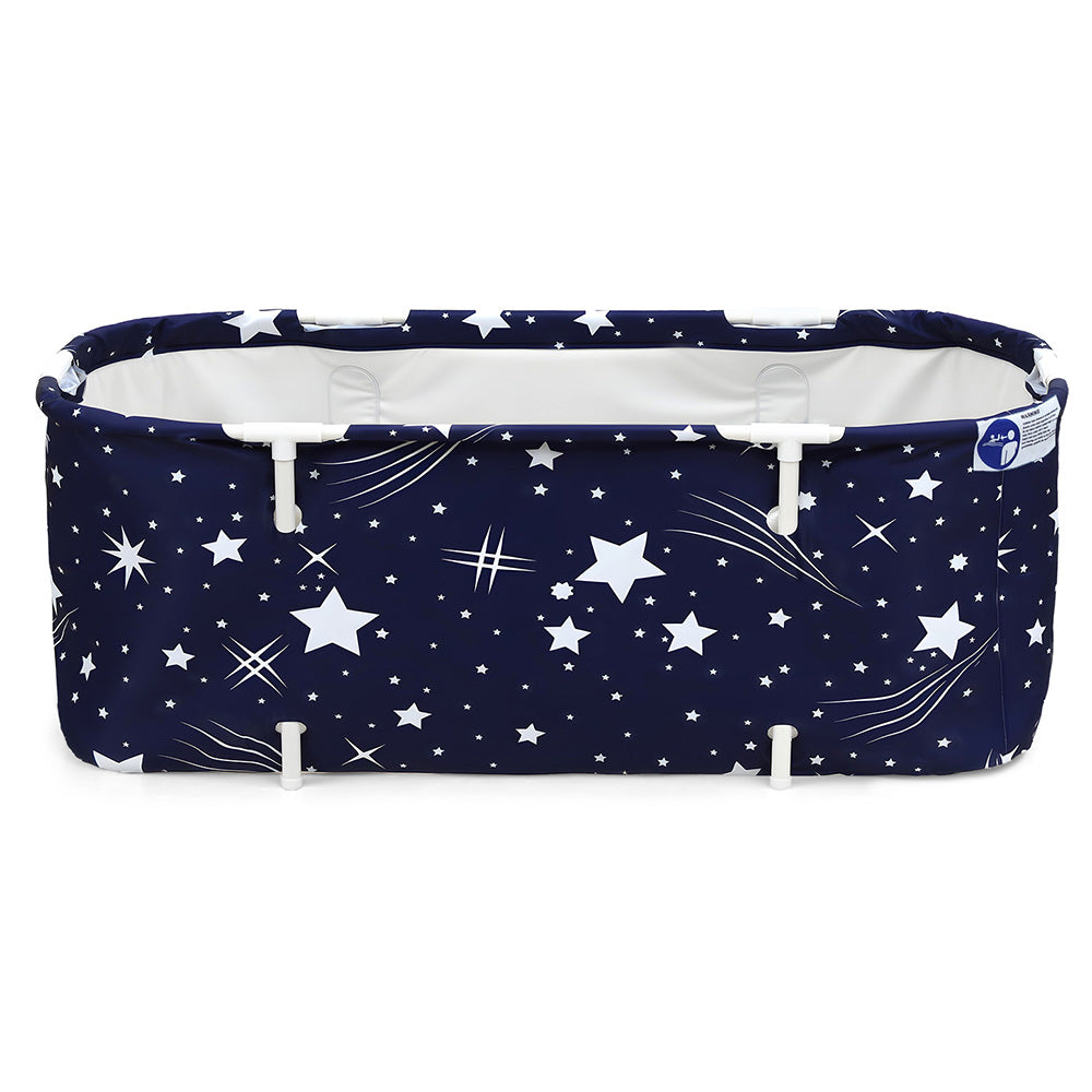 Foldable Bathtub PVC SPA Bucket Inflatable Cushion 134x65cm Star Navy