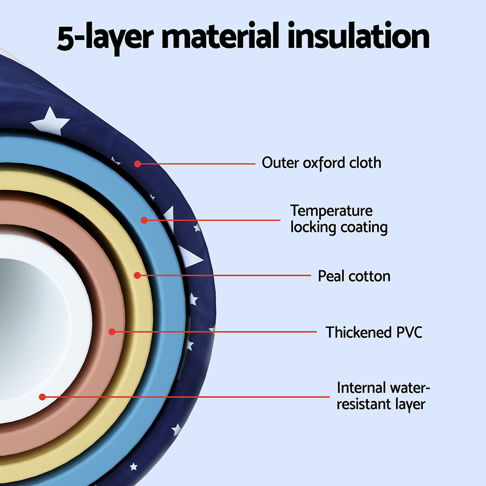 Foldable Bathtub PVC SPA Bucket Inflatable Cushion 134x65cm Star Navy