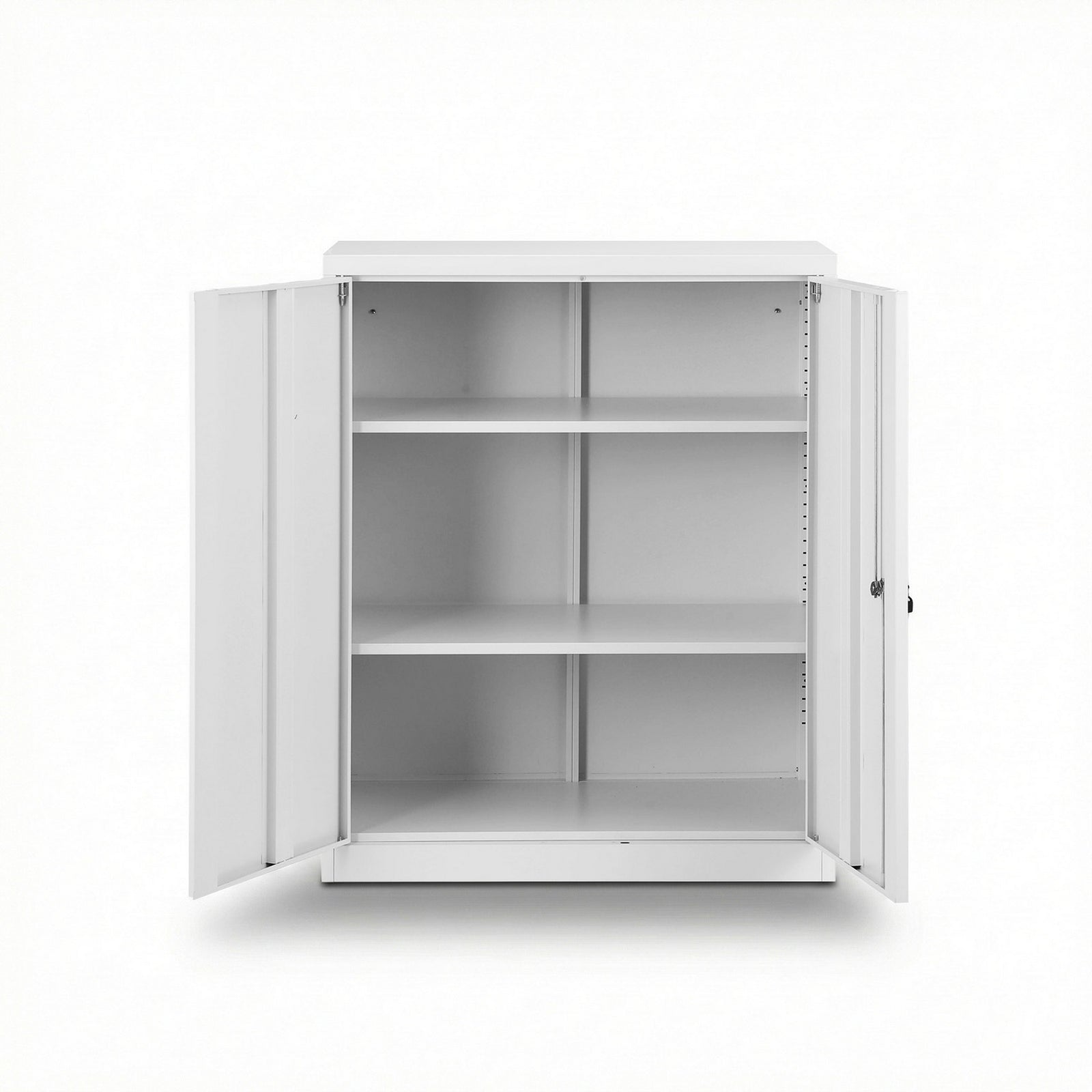 Steel Locker Cabinet Filing Mental Storage 3-Point Lock Adjustable Shelves White