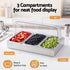 5-Star Chef 3 Pan Food Serving Display Stainless Steel with Clear Roll Top Cover