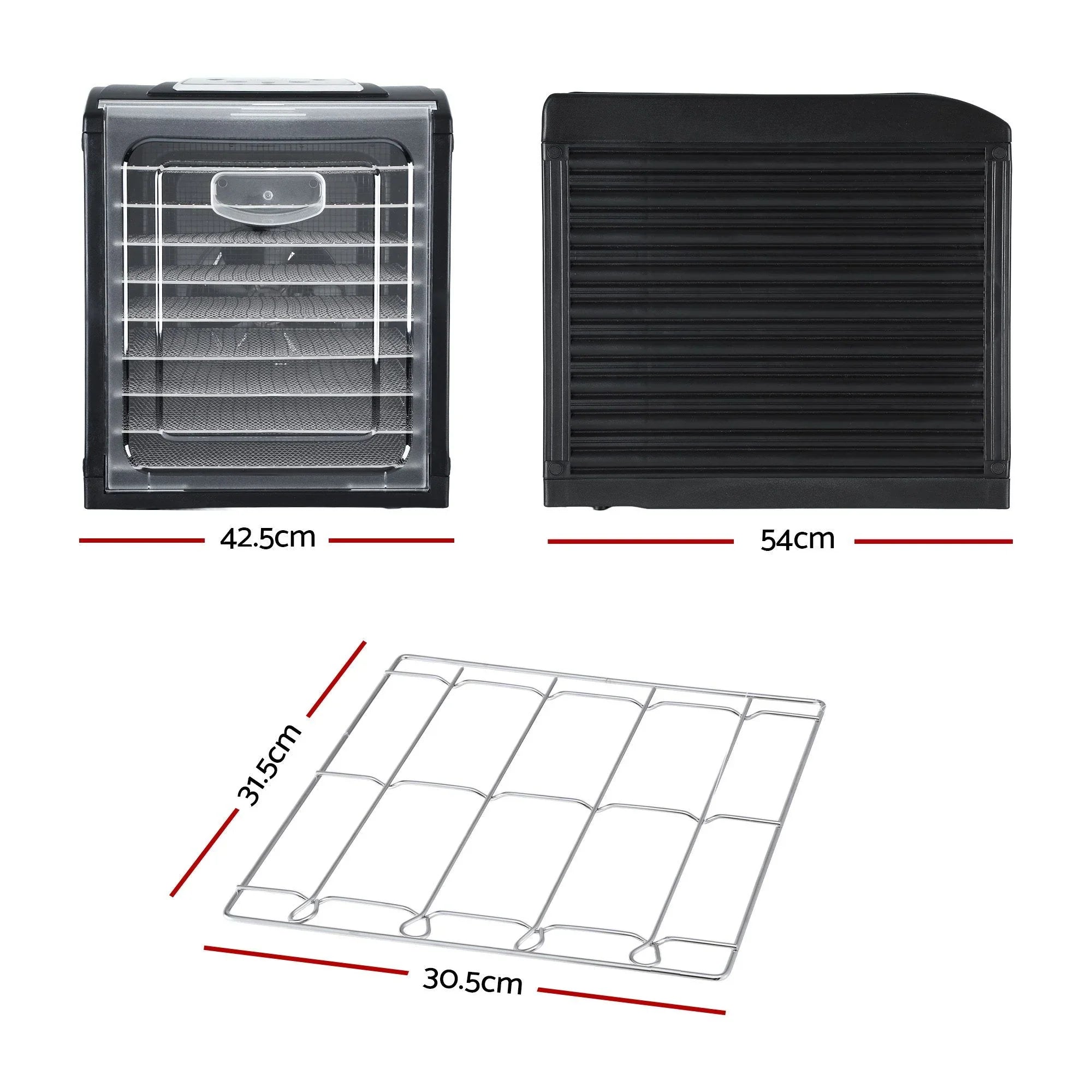 Food Dehydrator 9‑Tray – LCD 35–70°C Dryer w/ Hanging Rack & SS Trays