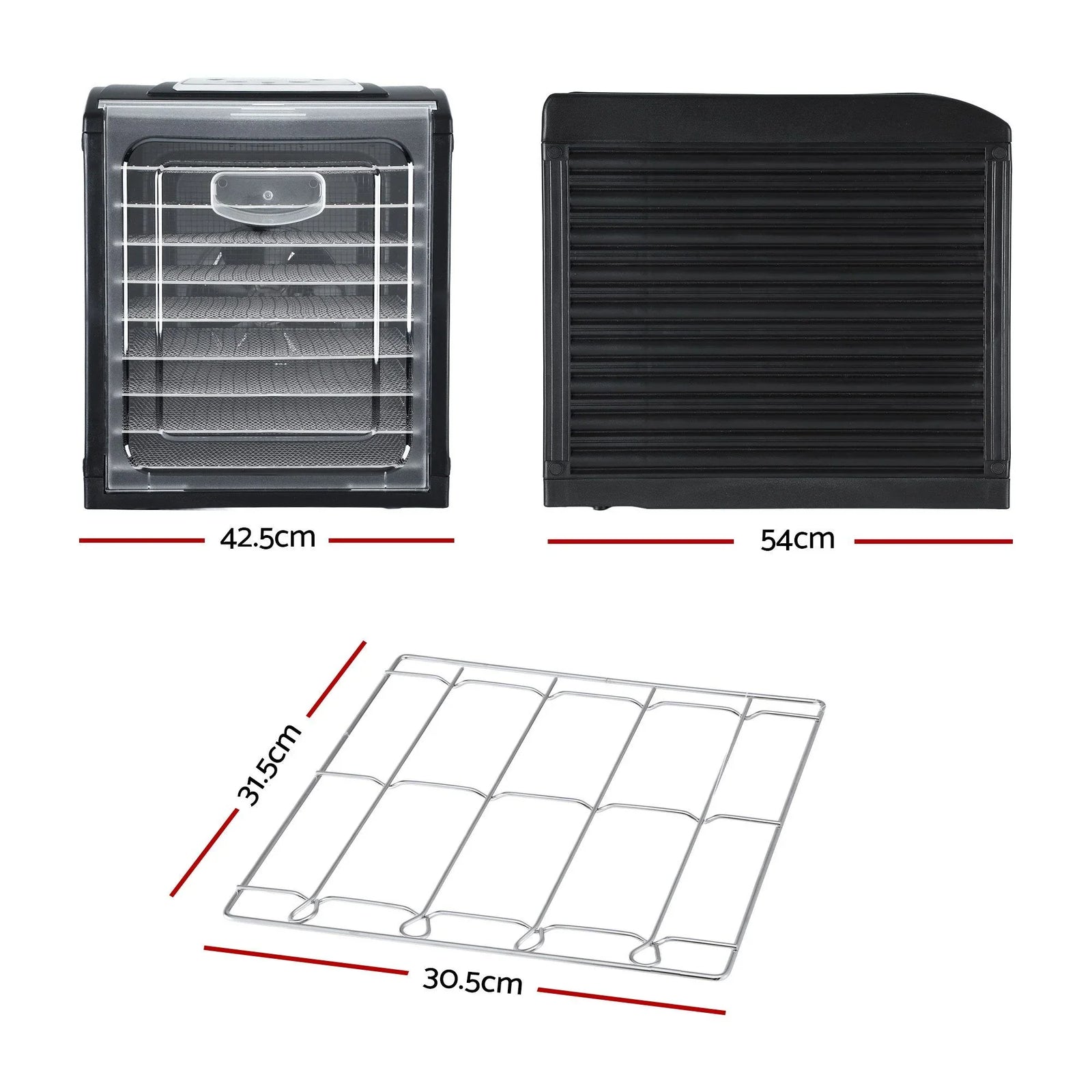 Food Dehydrator 9‑Tray – LCD 35–70°C Dryer w/ Hanging Rack & SS Trays