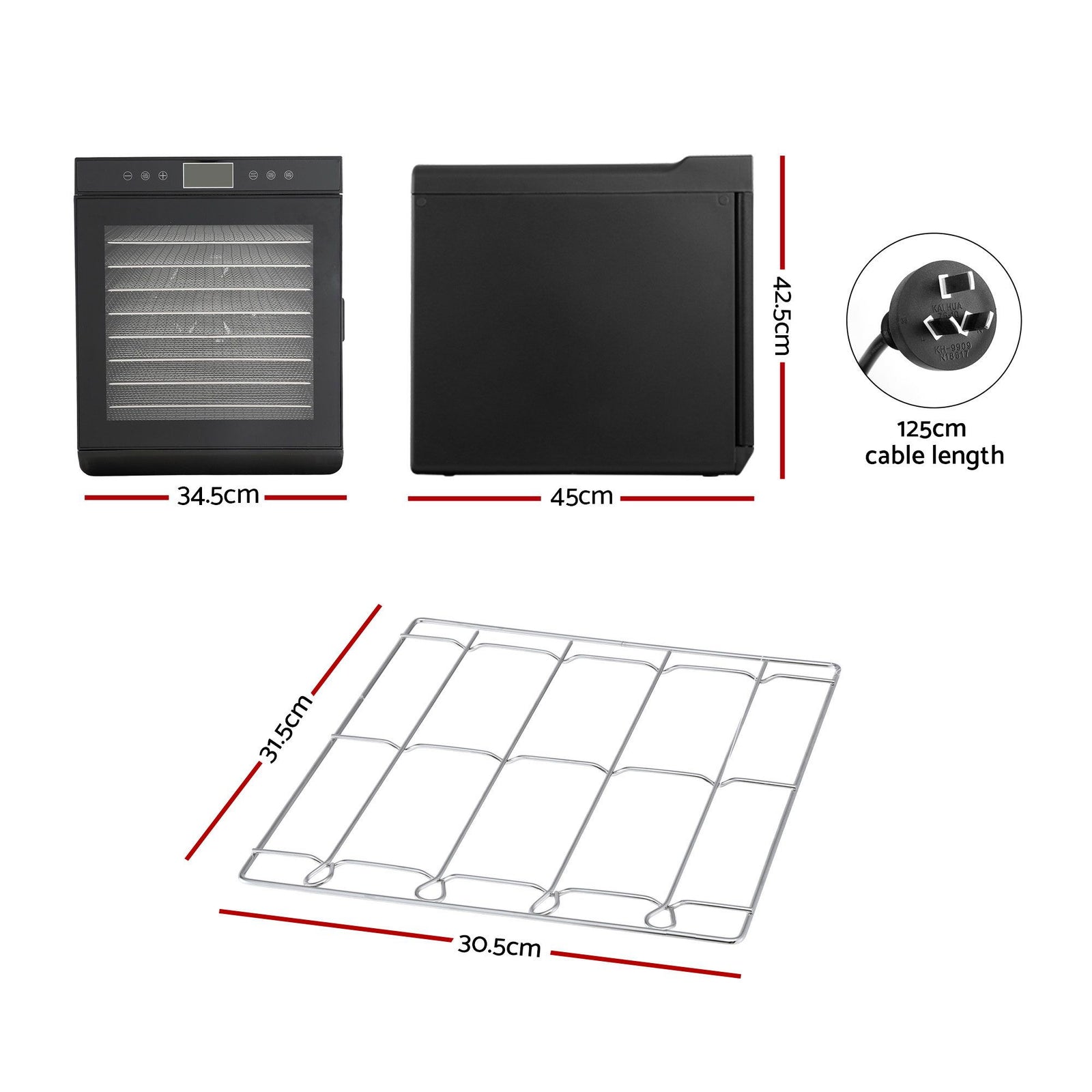 Food Dehydrator – 10‑Tray 600–700W, LCD Control, SS Rack, 35–70°C