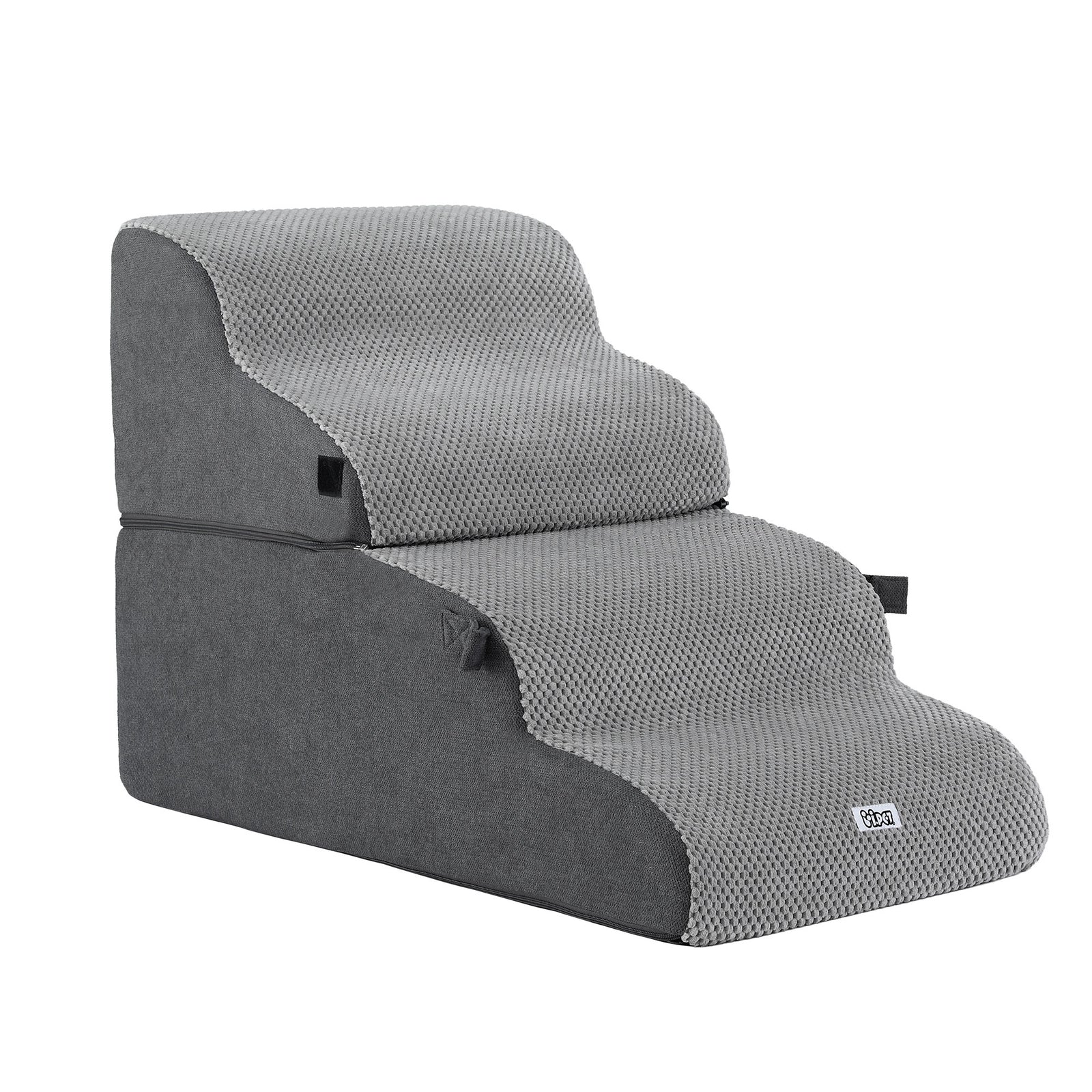 Dog Stairs and Bed 2-in-1 Sofa Car Foam Non-Slip Washable Pet Stairs Indoor Grey