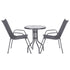 Gardeon 3PC Outdoor Bistro Set Table and Chairs Stackable Patio Furniture Grey