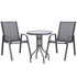 Gardeon 3PC Outdoor Bistro Set Table and Chairs Stackable Patio Furniture Grey