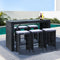 7 Piece Outdoor Bar Table Set Wicker Stools Glass Top Patio Dining Set Black