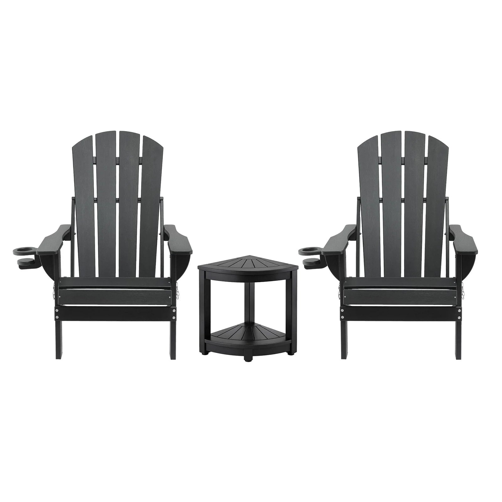 Outdoor Table and Chairs HDPE Folding Adirondack Beach Chair Patio Furniture Black