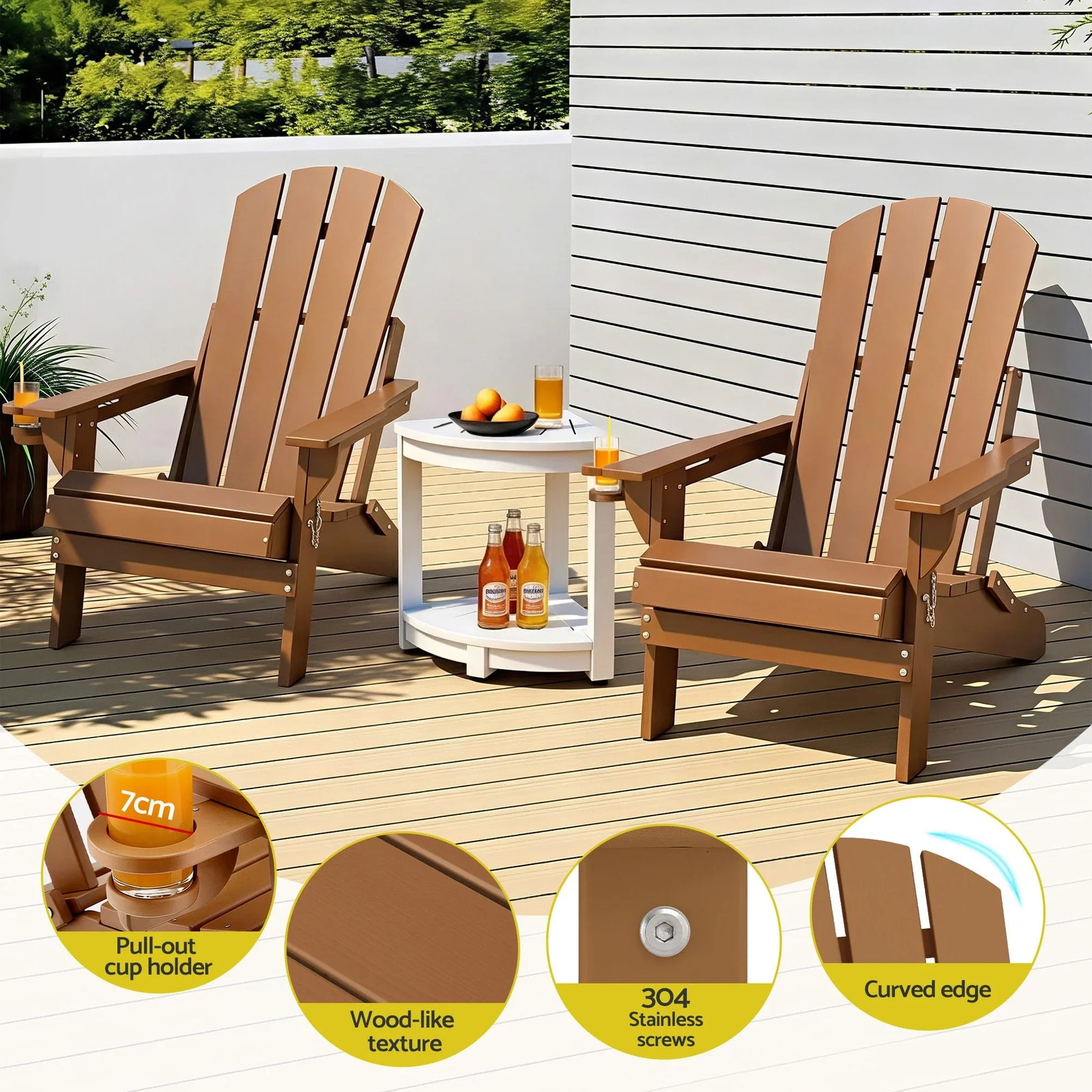 Outdoor Table and Chairs HDPE Folding Adirondack Beach Chair Patio Furniture