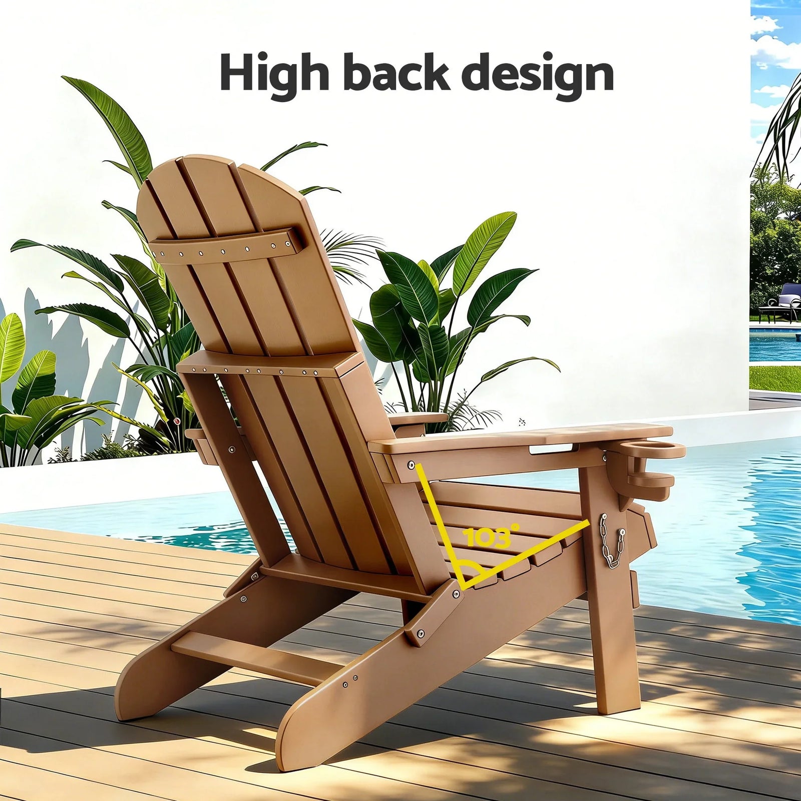 Outdoor Table and Chairs HDPE Folding Adirondack Beach Chair Patio Furniture