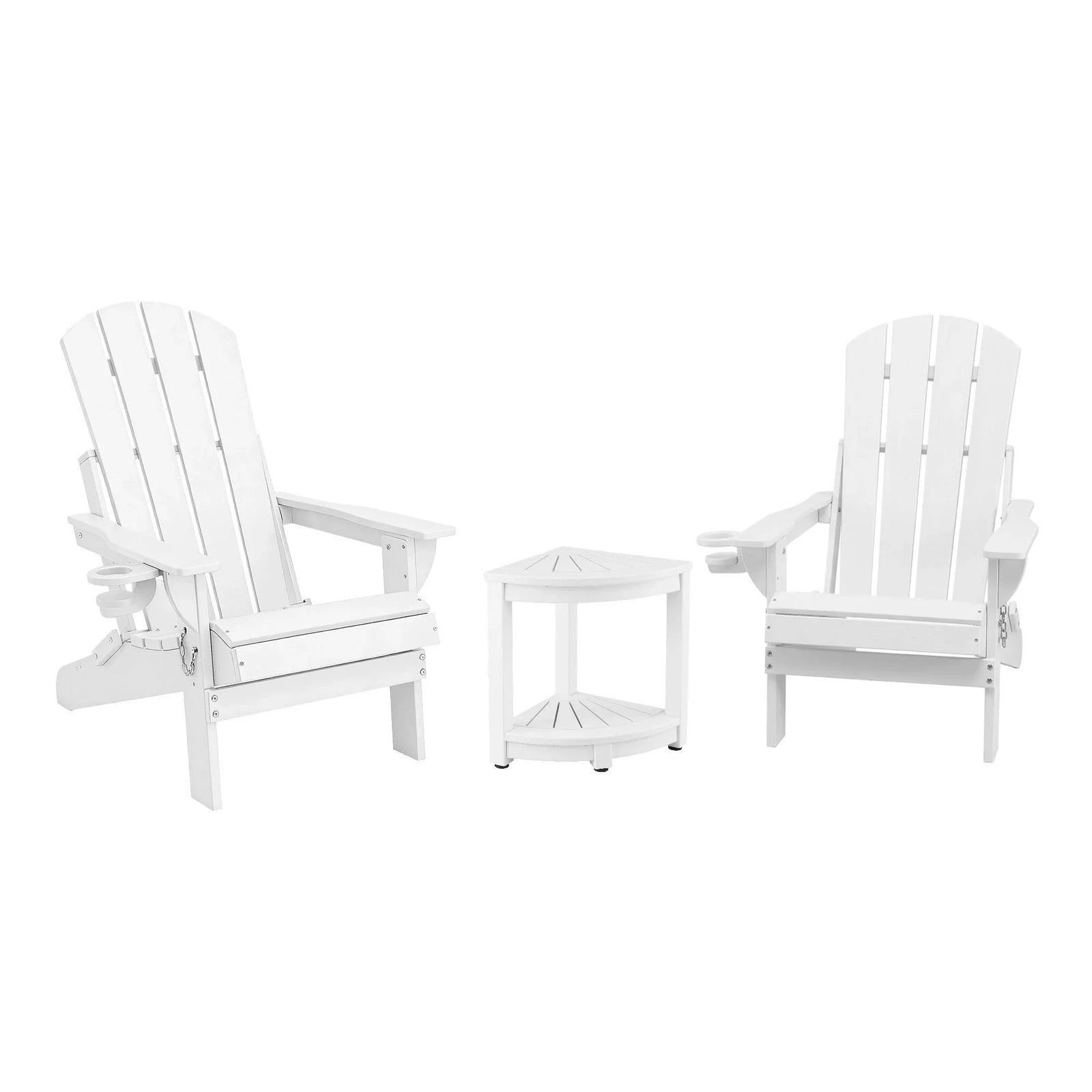 Outdoor Table and Chairs HDPE Folding Adirondack Beach Chair Patio Furniture White