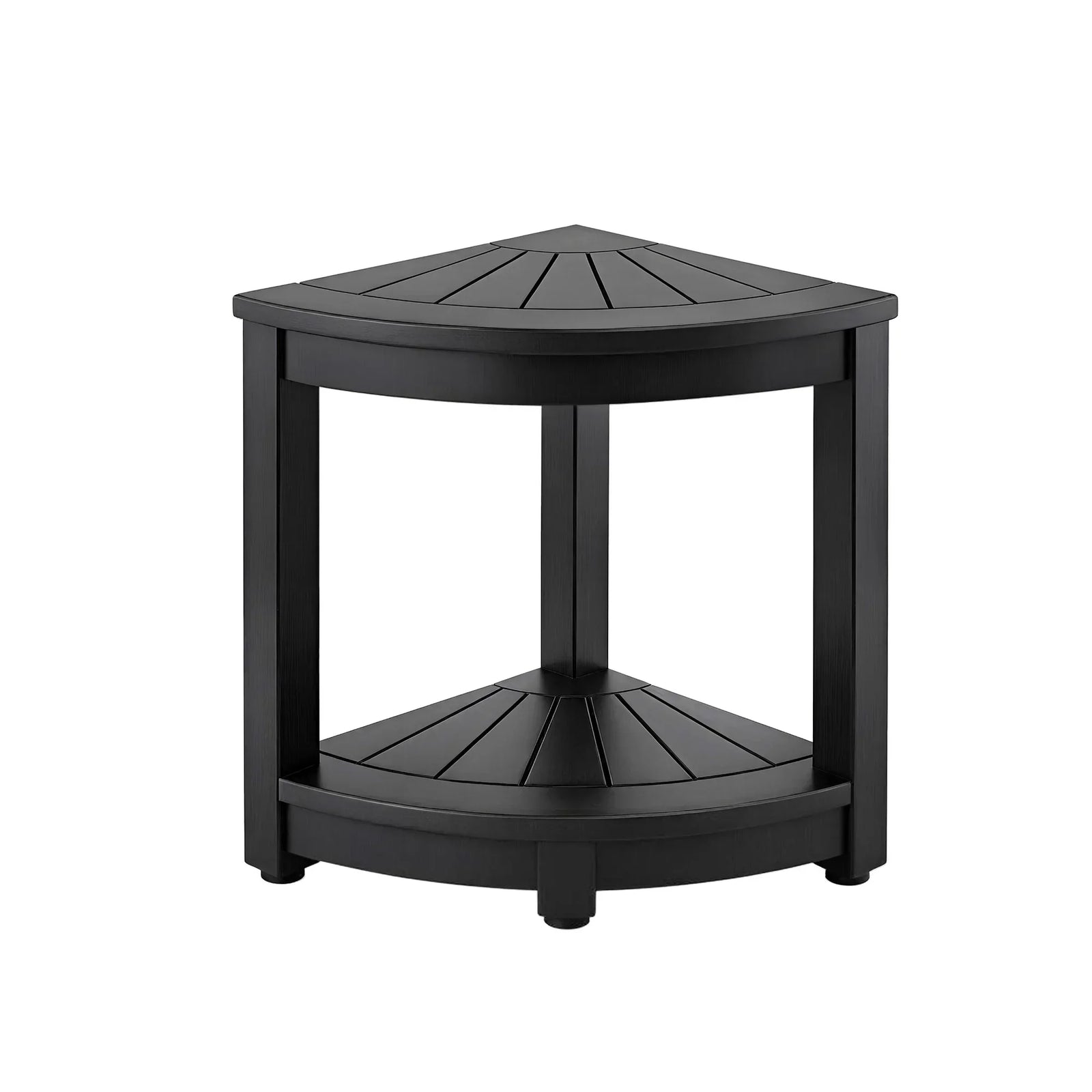 Outdoor Coffee Side Table HDPE Desk Corner Shower Stool Bench Seat with Storage Shelf Black