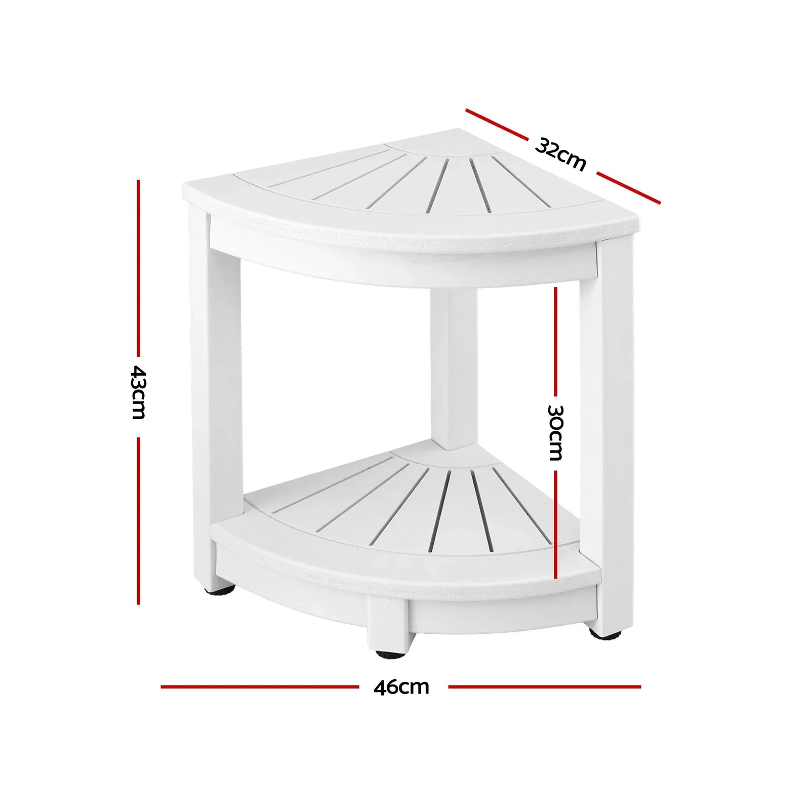 Outdoor Coffee Side Table HDPE Desk Corner Shower Stool Bench Seat with Storage Shelf White