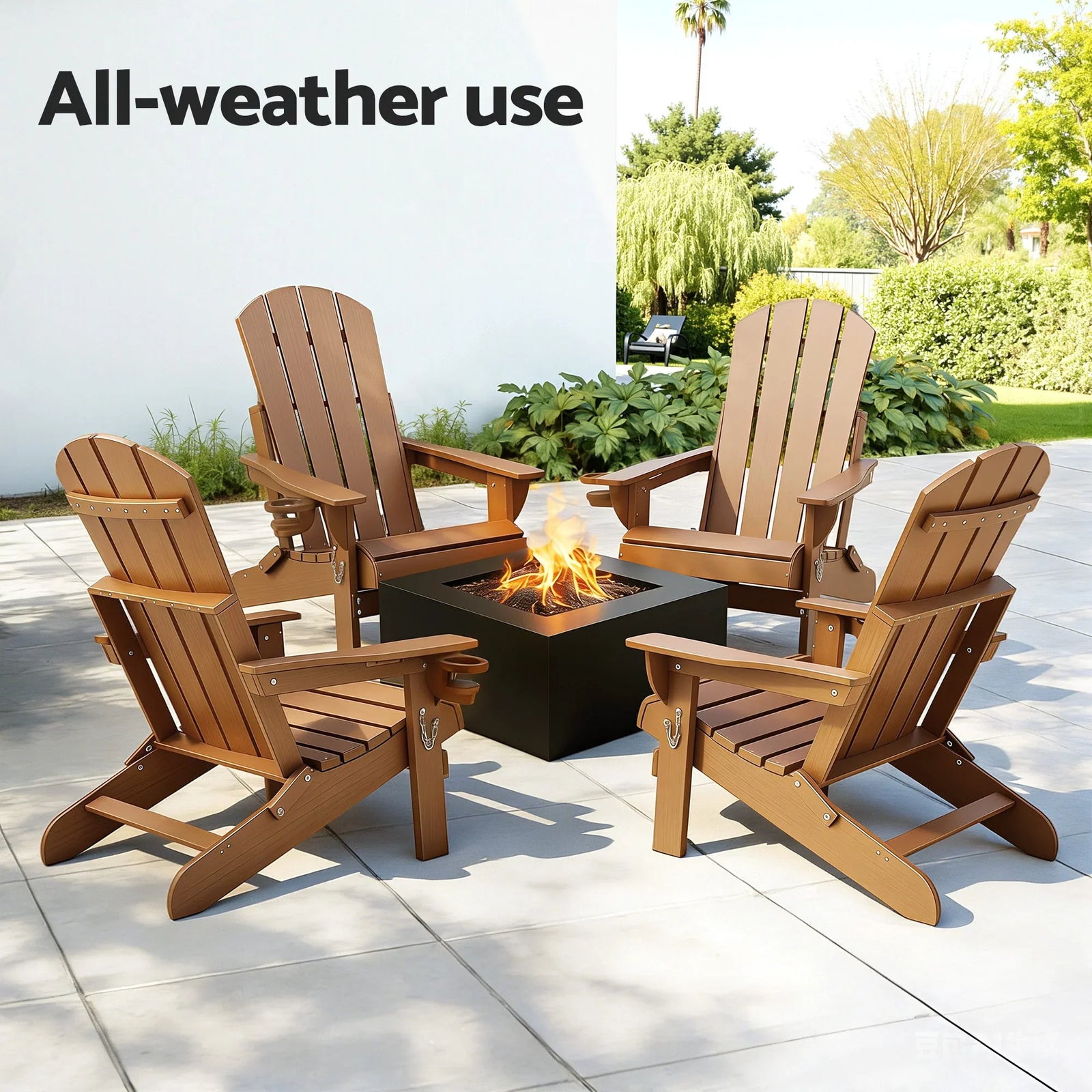 Outdoor Chairs Folding Adirondack Beach Chair HDPE Sun Lounge Patio Furniture Garden Brown