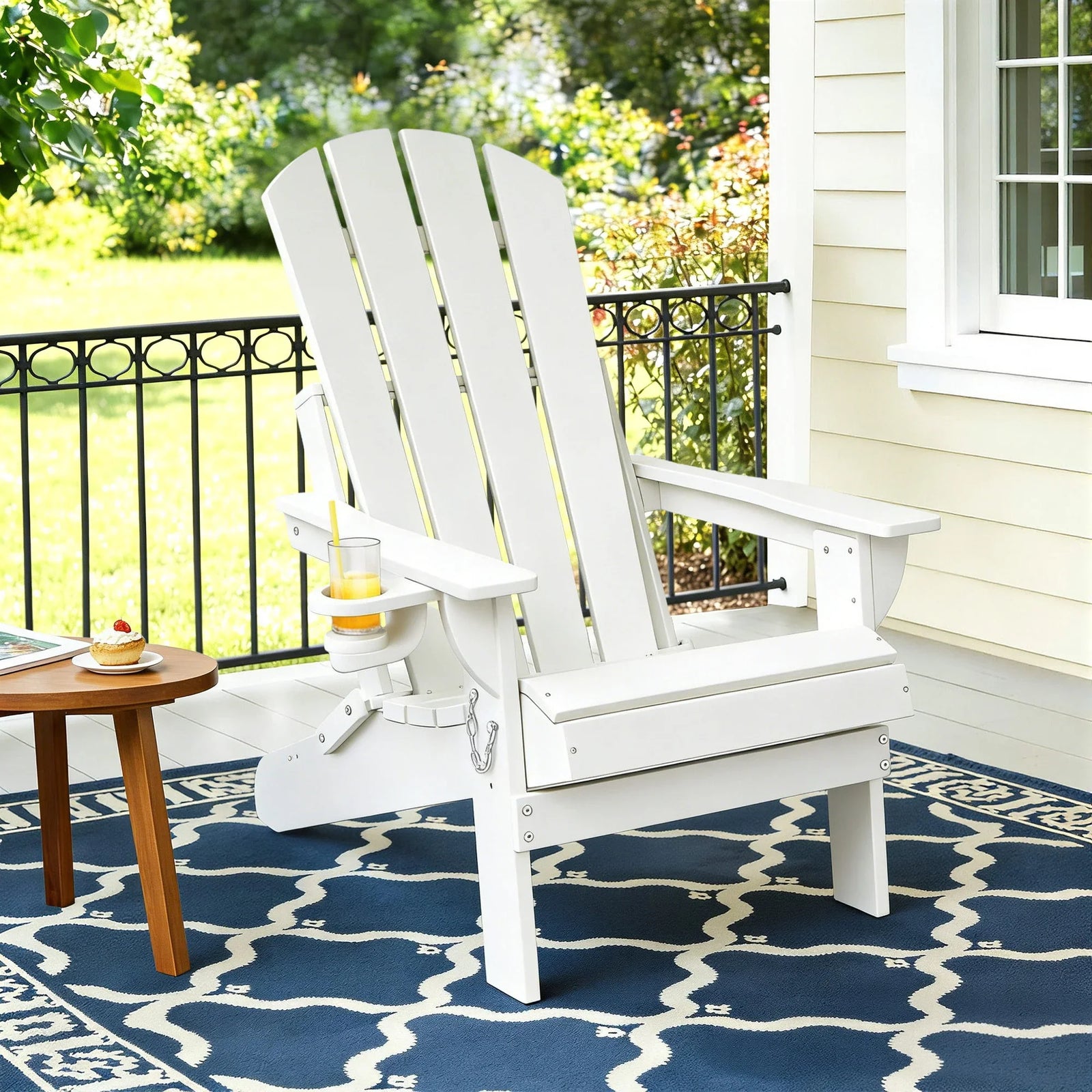 Outdoor Chairs Folding Adirondack Beach Chair HDPE Sun Lounge Patio Furniture Garden White