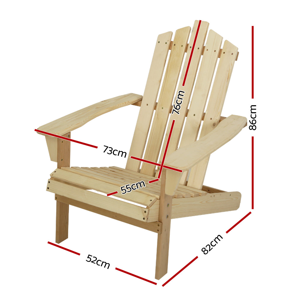 Adirondack Outdoor Chairs Wooden Beach Chair Patio Furniture Garden Natural