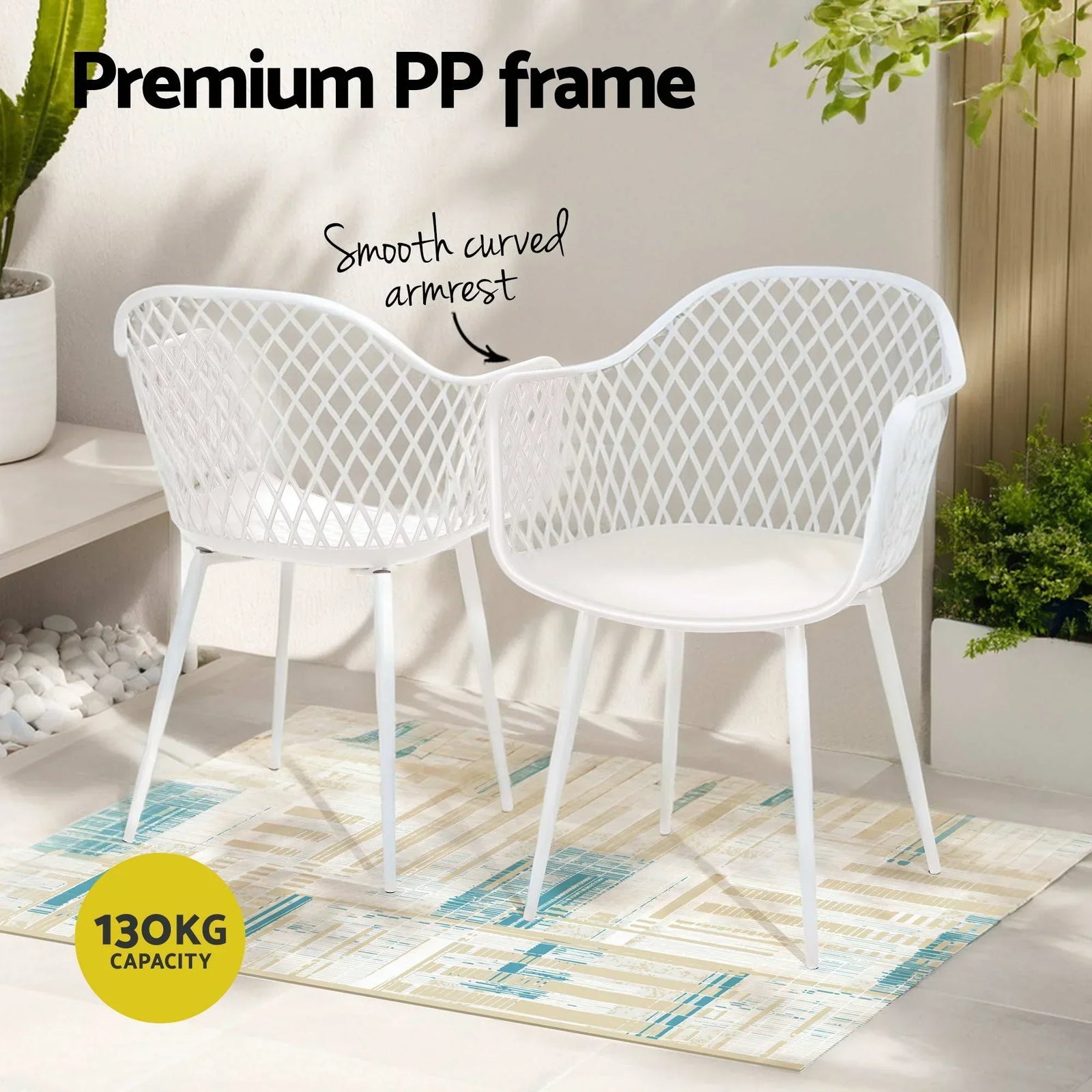 5‑Piece Outdoor Dining Set – WPC Table & PP Chairs, White