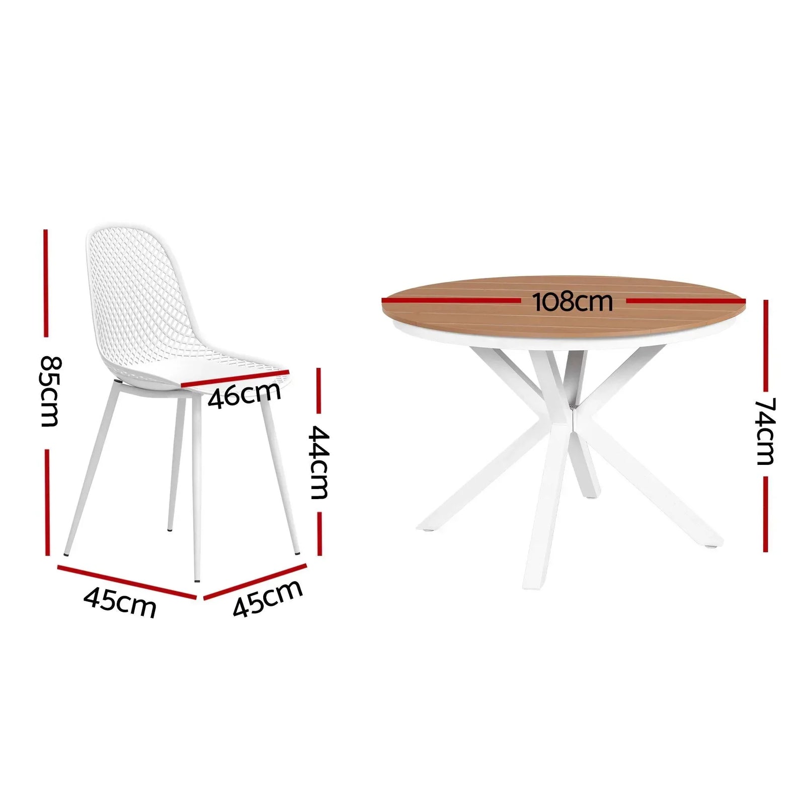 5‑Piece Outdoor Dining Set – WPC Table, PP Chairs, White, Weather‑Resistant
