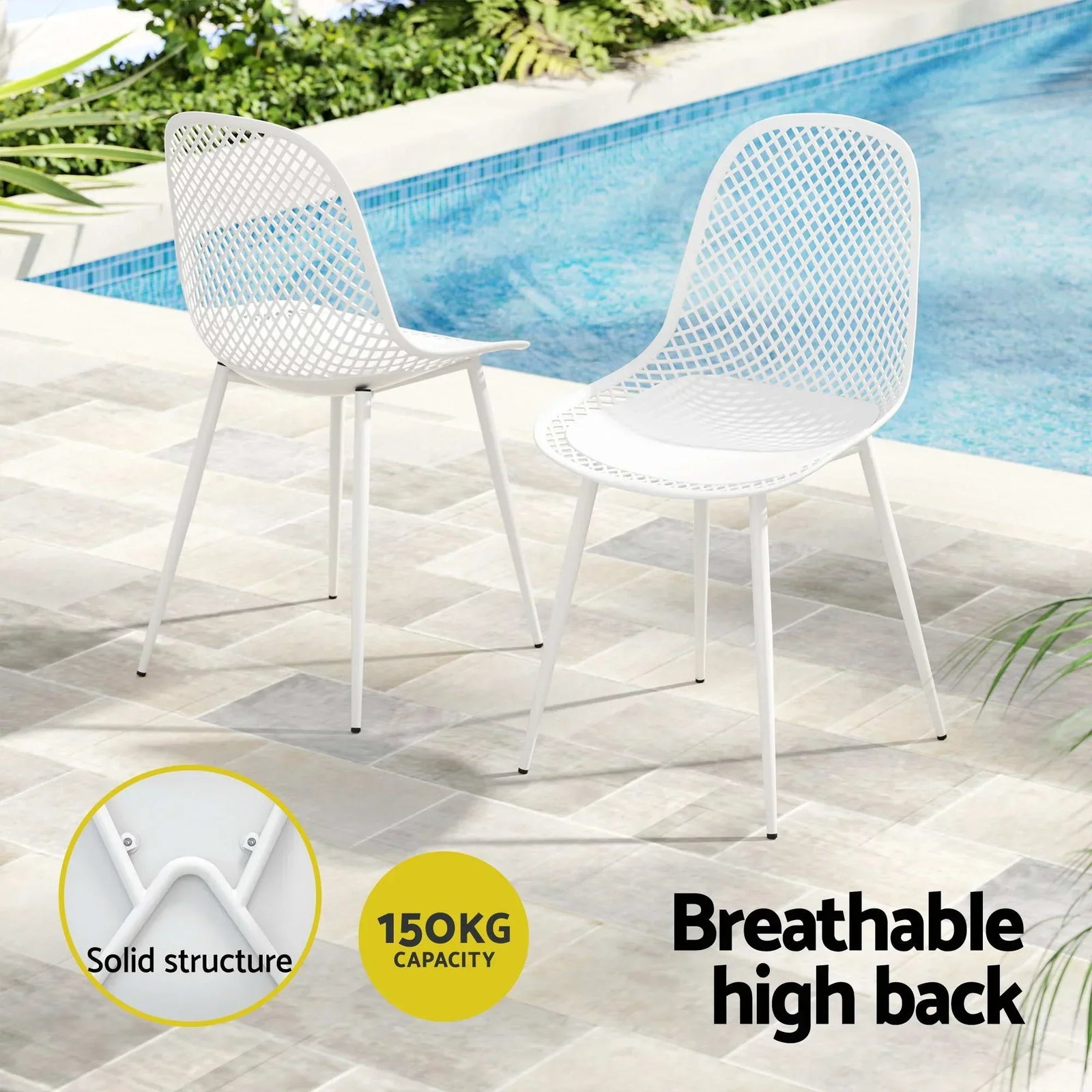 5‑Piece Outdoor Dining Set – WPC Table, PP Chairs, White, Weather‑Resistant
