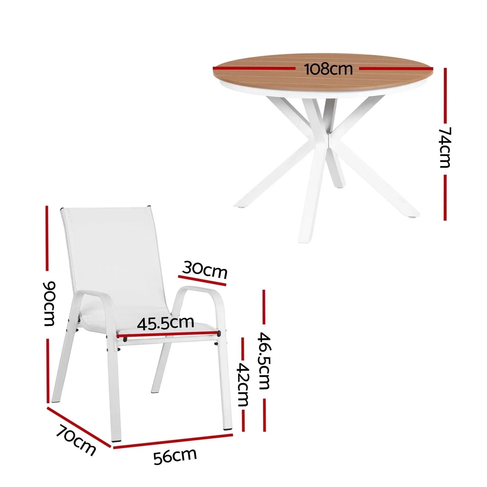 7‑Piece Outdoor Dining Set – WPC Table, Textilene Chairs, White, Weather‑Resistant