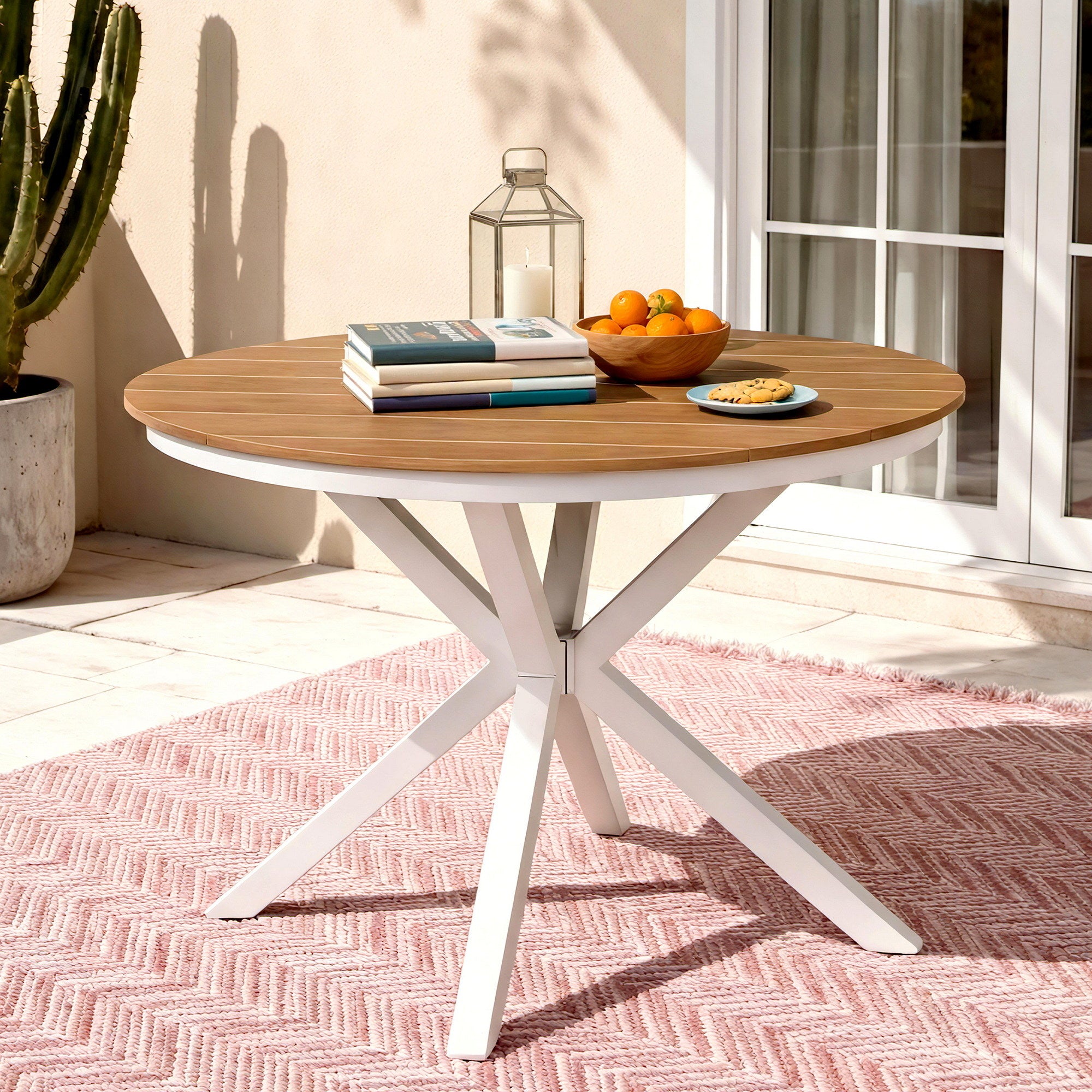 Outdoor Dining Table 108CM Aluminum Frame WPC Top Desk Patio Furniture