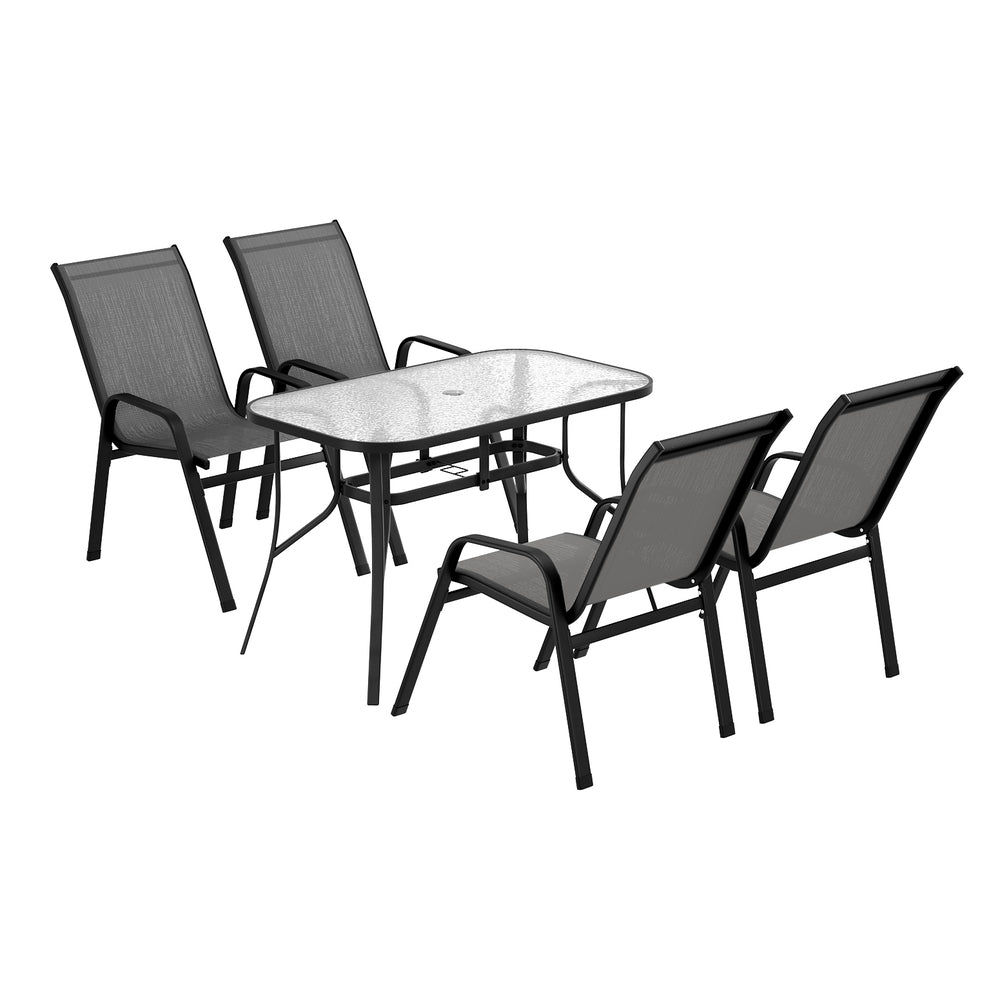 5PC Outdoor Dining Set Table and Chairs Patio Furniture Bistro Set Garden Grey