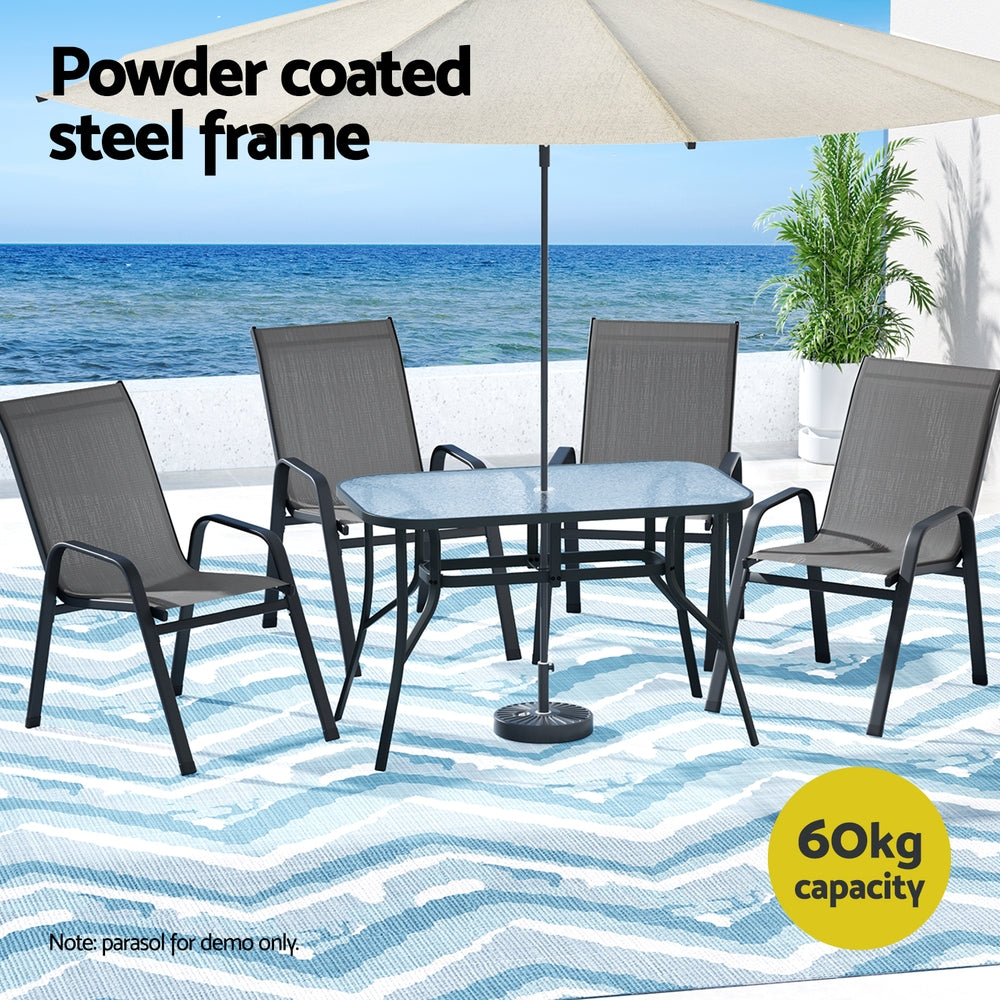 5PC Outdoor Dining Set Table and Chairs Patio Furniture Bistro Set Garden Grey