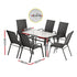 7PC Outdoor Dining Set Table and Chairs Patio Furniture Bistro Set Garden Black