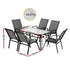 7PC Outdoor Dining Set Table and Chairs Patio Furniture Bistro Set Garden Grey