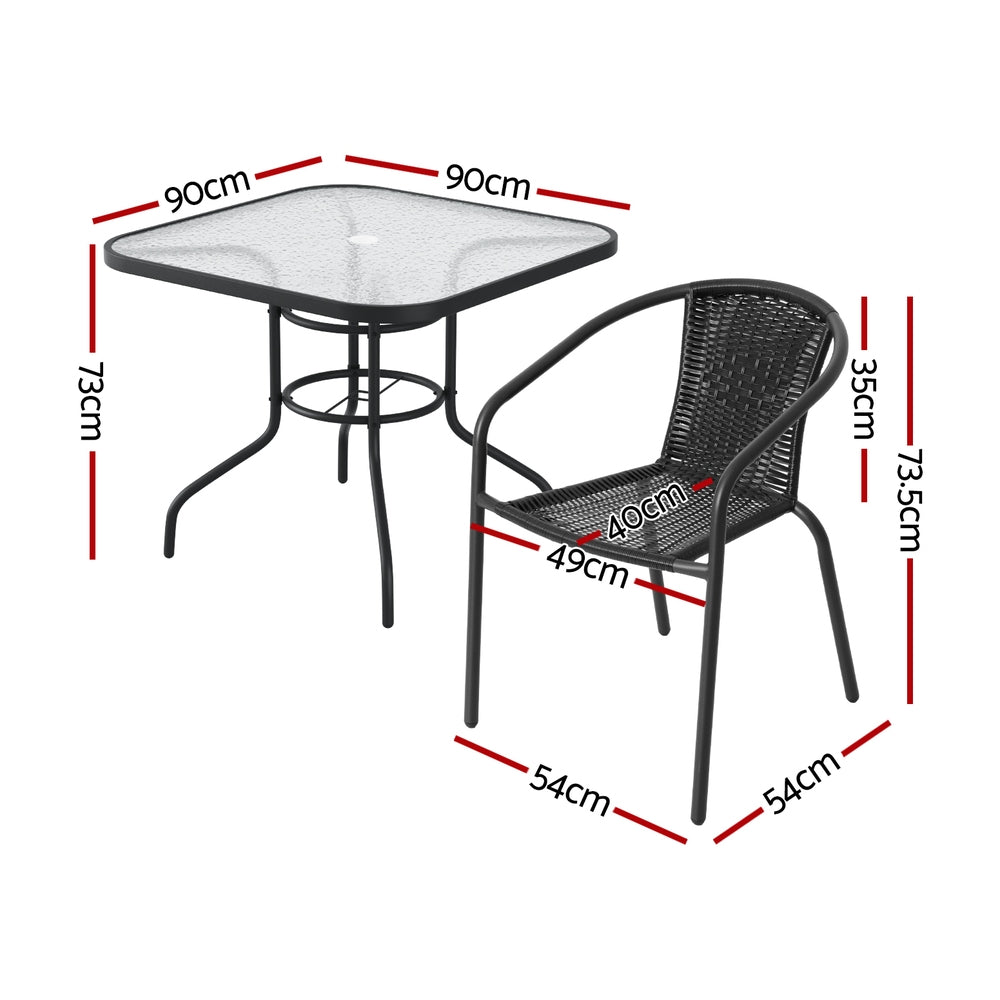 Outdoor Dining Set 5 Piece Steel Stackable Chairs Table Patio Furniture