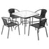 Outdoor Dining Set 5 Piece Steel Stackable Chairs Table Patio Furniture