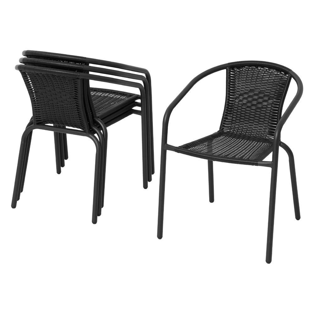 Outdoor Dining Set 5 Piece Steel Stackable Chairs Table Patio Furniture