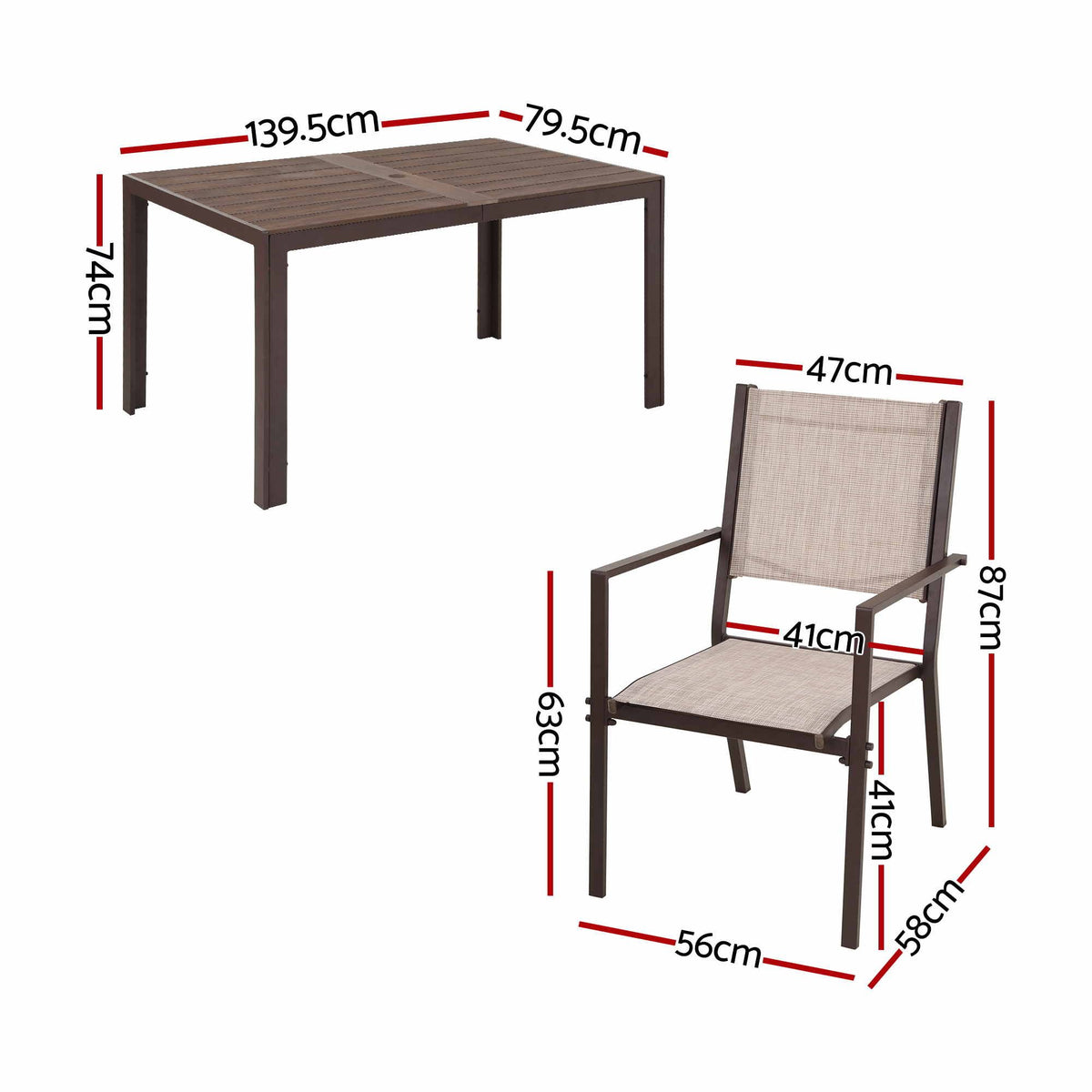 Gardeon 7 Piece Outdoor Dining Set 6 Seater Patio Table and Chairs Coffee WPC