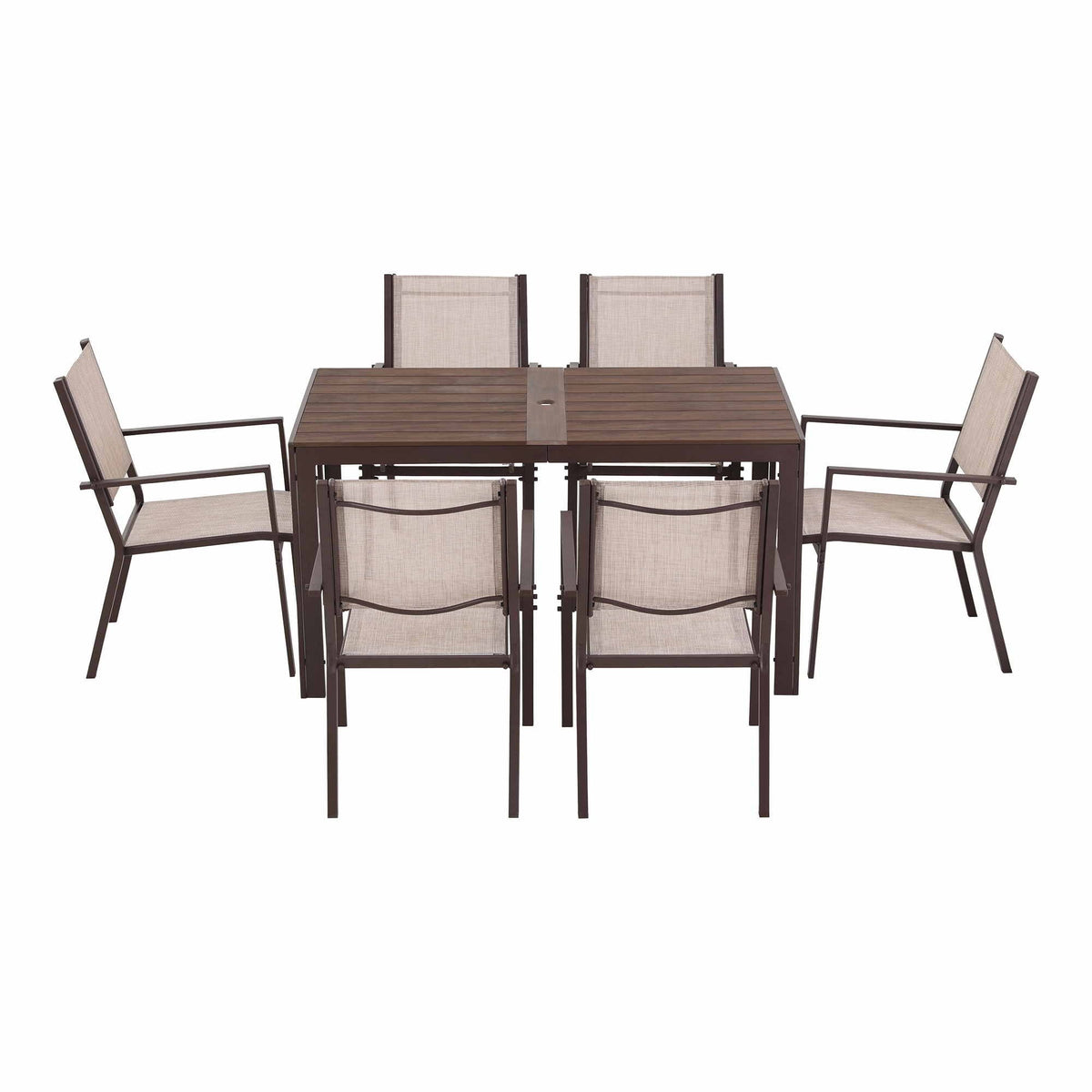 Gardeon 7 Piece Outdoor Dining Set 6 Seater Patio Table and Chairs Coffee WPC