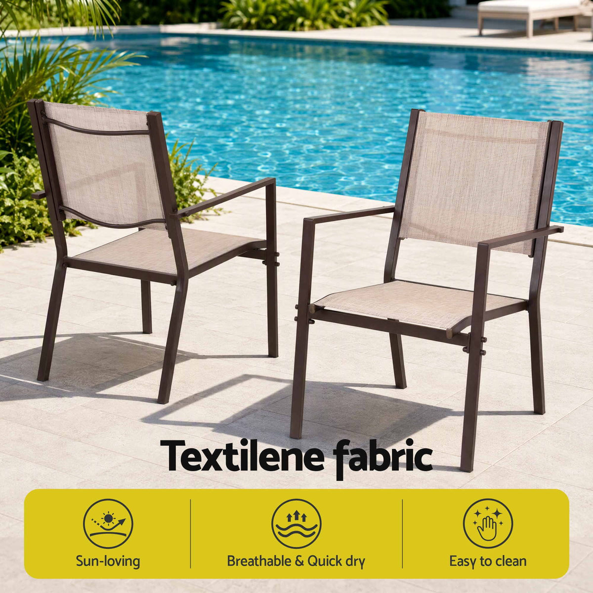 Gardeon 7 Piece Outdoor Dining Set 6 Seater Patio Table and Chairs Coffee WPC