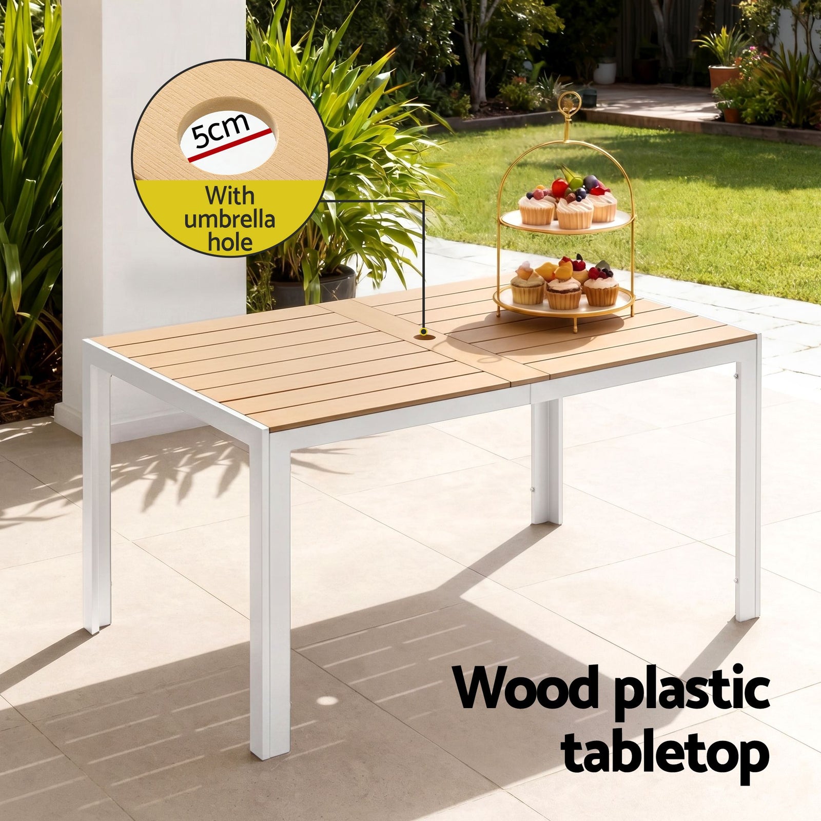 7PCS Outdoor Dining Set Table and Chairs Patio Garden Furniture Bistro Set White