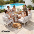 Gardeon 6 Seater Outdoor Dining Sofa Set Steel Frame Cushions White