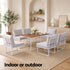 Gardeon 6 Seater Outdoor Dining Sofa Set Steel Frame Cushions White