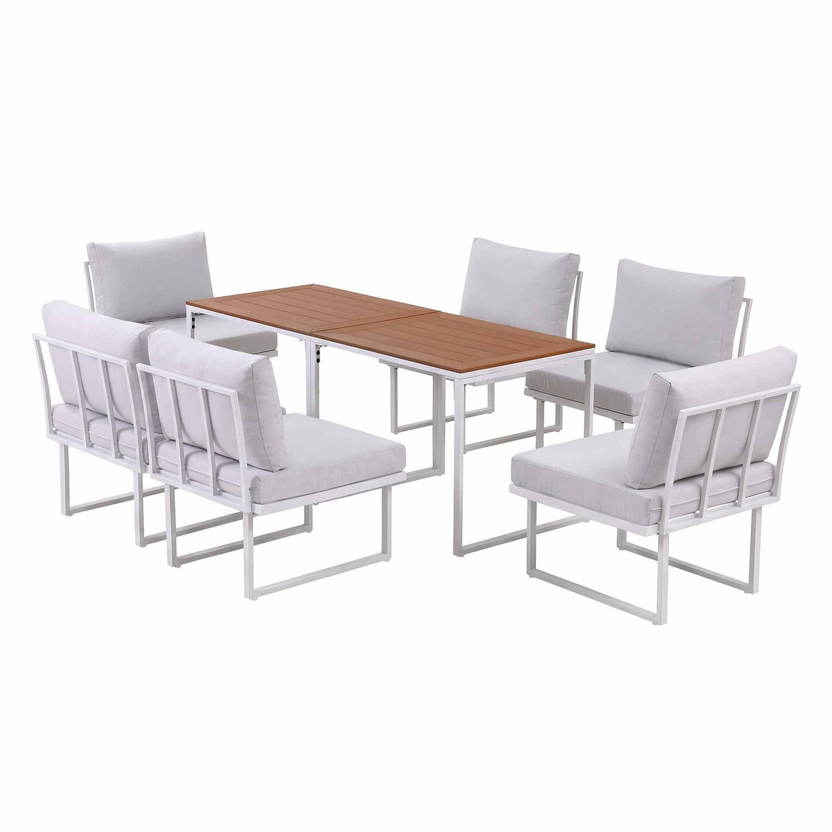 Gardeon 6 Seater Outdoor Dining Sofa Set Steel Frame Cushions White