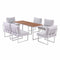 Gardeon 6 Seater Outdoor Dining Sofa Set Steel Frame Cushions White