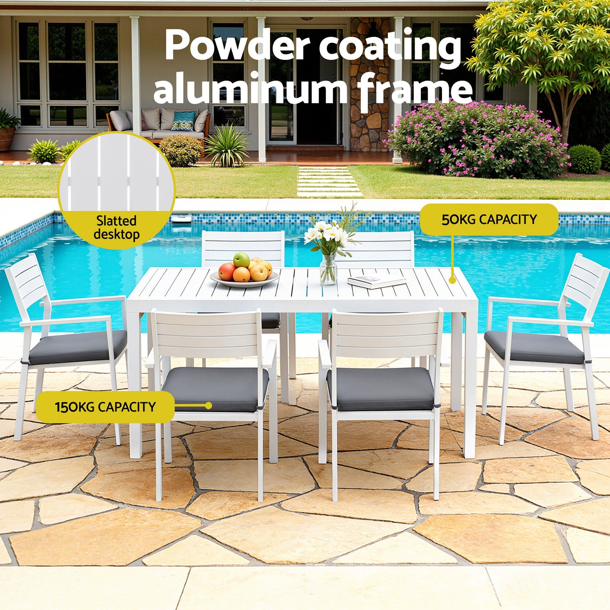 Outdoor Dining Set 9PCS Aluminum Extendable Table Chairs Patio Furniture