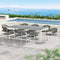 9 Piece Outdoor Dining Set Steel Rope Chairs 8 Seater Table White Glass Top