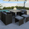 8 Seater Outdoor Dining Set HAWAII Rattan Garden Furniture Black Grey