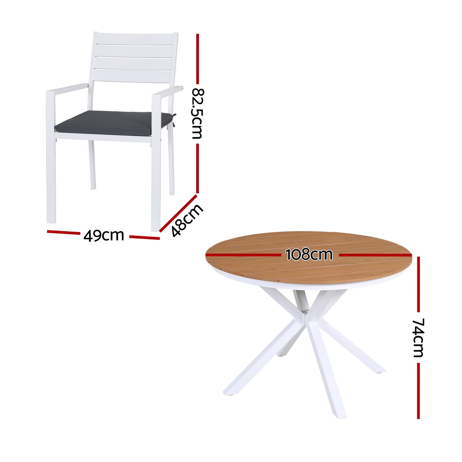 Outdoor Dining Set 5 Piece Aluminum WPC Tabletop Patio Furniture