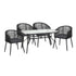 5PC Outdoor Dining Set Table and Chairs Garden Patio Furniture Bistro Set Black